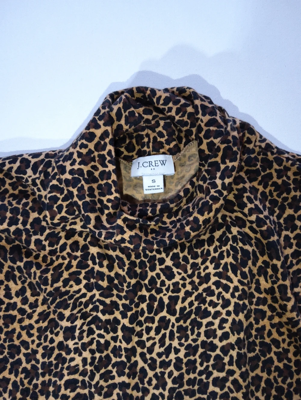 J.Crew Leopard Print Turtleneck Sweater Women Small Tan Black Mobwife Maximalist